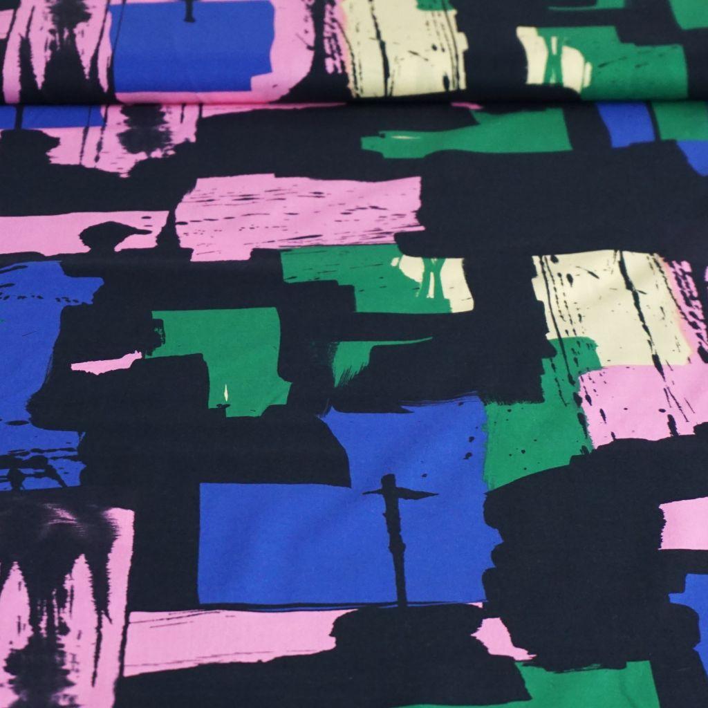 Leichte Baumwolle farbige Flächen rosa grün blau schwarz